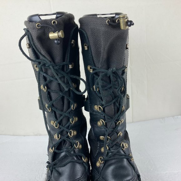 Sorel Conquest Carly Womens Sz 9.5 Leather Lace Up Winter Boots Black - Picture 7 of 15
